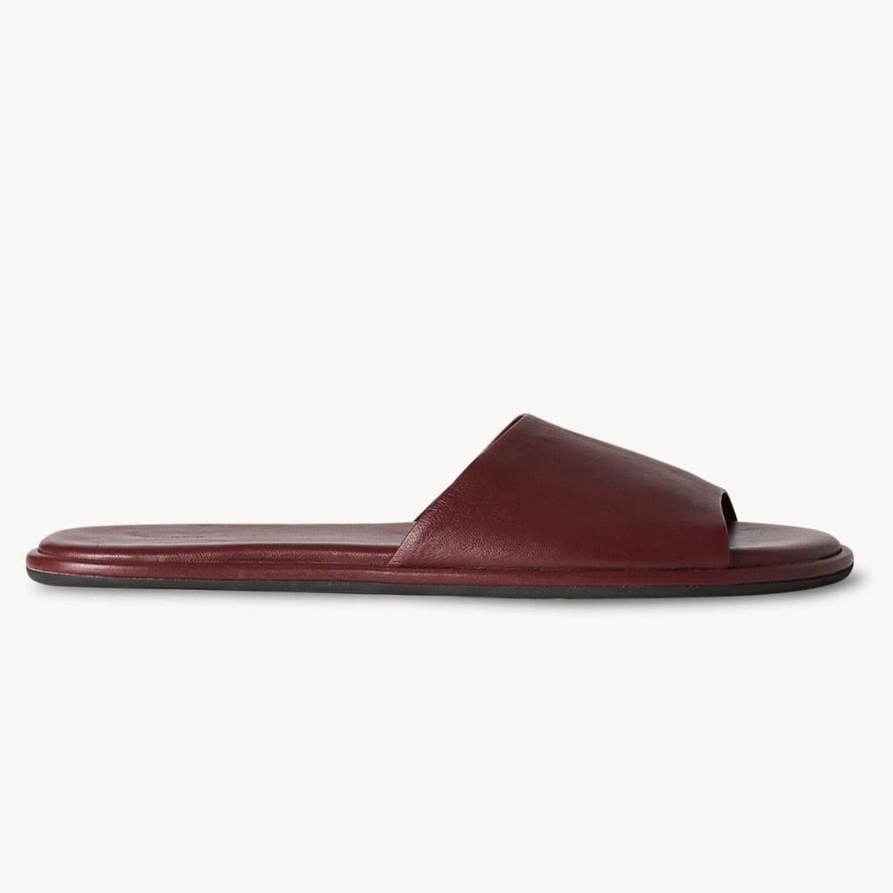 THE ROW Canal Slipper Leather Slides in Garnet Size 37.5 - Picture 3 of 6